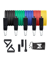 Wozinsky 11 Pack Exercise Resistance Bands with Handles Exercise Stretch Fitness Home Set Include 5 Stackable Exercise Bands with Carry Bag (WRTS5-01)