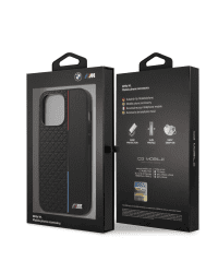 BMHCP13XTRTBK BMW PU Triangles Tricolor Line Case for iPhone 13 Pro Max Black