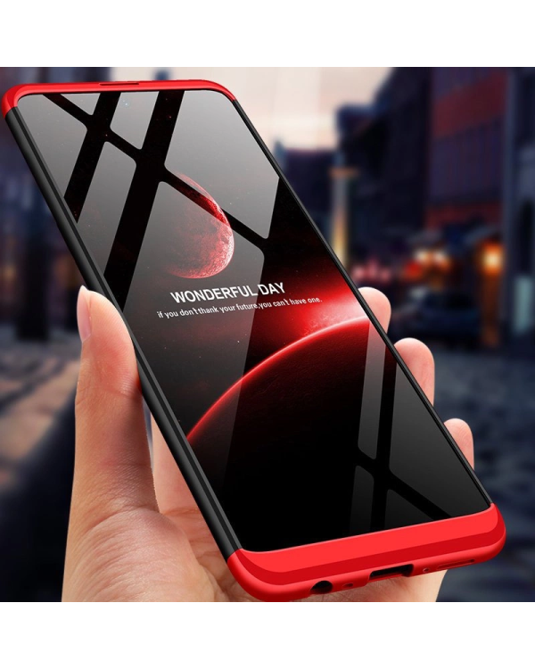 GKK 360 Protection Case Front and Back Case Full Body Cover Samsung Galaxy M51 black-red