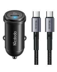 Car Charger McDodo CC-7493 65W With Mini White USB-C Cable With E-mark Chip 1m 100W (black)