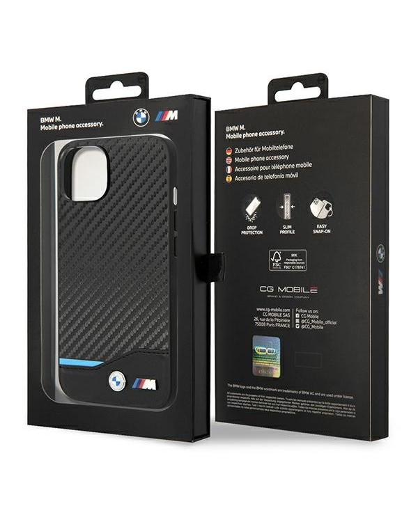 Etui BMW BMHCP14M22NBCK iPhone 14 Plus | 15 Plus 6,7" czarny|black Leather Carbon