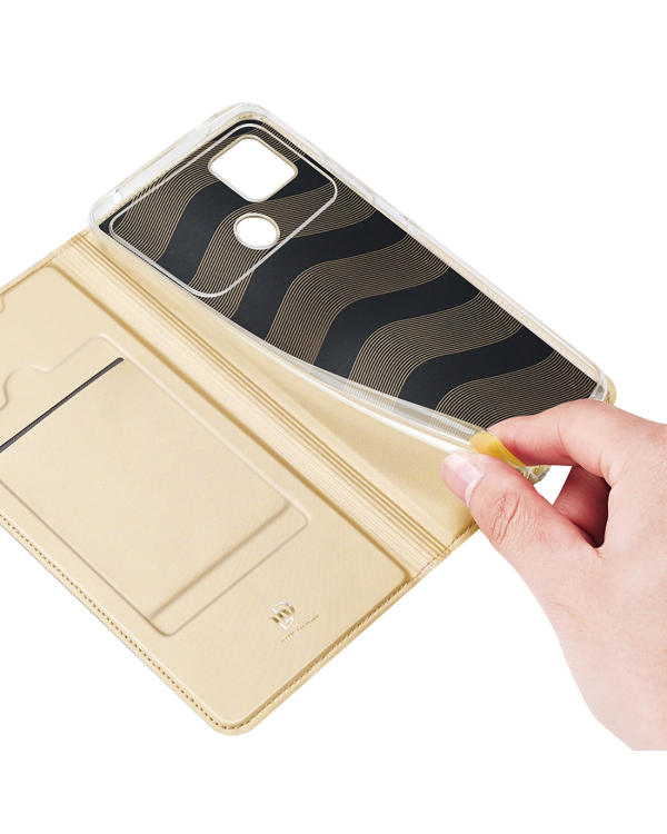 Dux Ducis Skin Pro Case for Xiaomi Poco C40 Flip Card Wallet Stand Gold