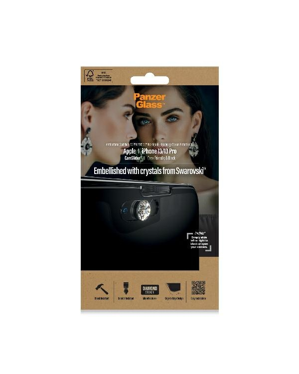 Дополнительное изображение книги «PanzerGlass E2E Microfracture iPhone 13 |13 Pro 6,1" CamSlider Swarovsky Case Friendly AntiBacterial czarny|black 2751»
