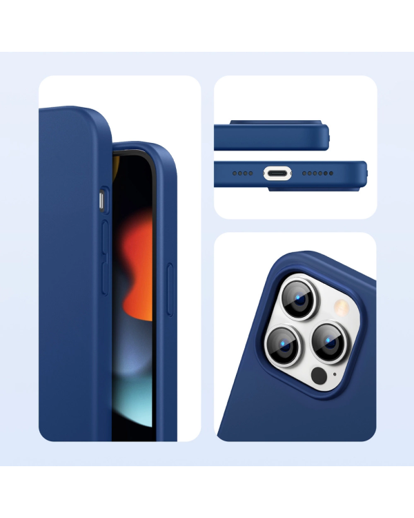 Ugreen Protective Silicone Case rubber flexible silicone case cover for iPhone 13 Pro Max blue