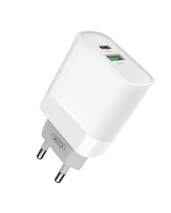 Wall Charger with + USB-C Cable XO L64 20W, QC3.0, PD (white)