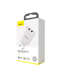 Baseus Speed Mini Dual U CCFS-R02 Сетевое зарядное устройство 2 x USB / 10.5W / 2.1A / Белое