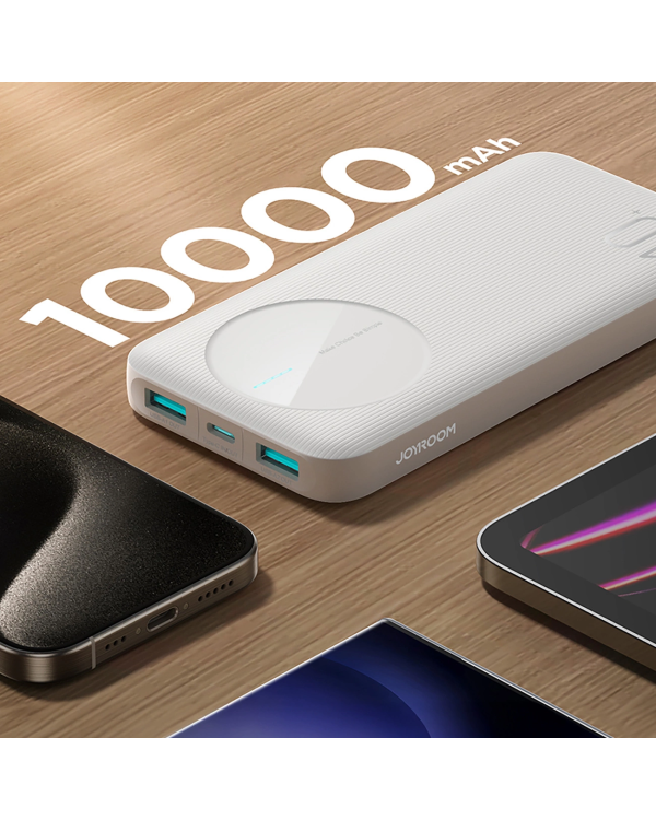 Powerbank Joyroom JR-PBF12|10000mAh|2.4A 2x USB-A|1x USB-C|белый