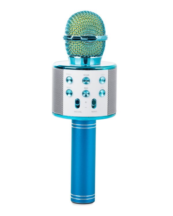Goodbuy караоке микрофон со встроенным динамиком bluetooth | 3 Вт | aux | голосовой модулятор | USB | Micro SD синий