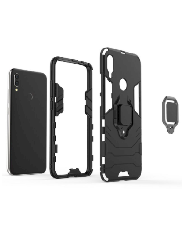 Fusion Armor Ring Back Case Силиконовый чехол с магнитом для Apple iPhone 7 / 8 / SE 2020 Черный