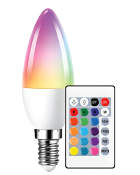 Светодиодная лампа 6W C37 E14 3000k RGB с пультом ДУ BESK