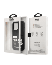 KLHCP13LSSKCK Karl Lagerfeld and Choupette Liquid Silicone Case for iPhone 13 Pro Black