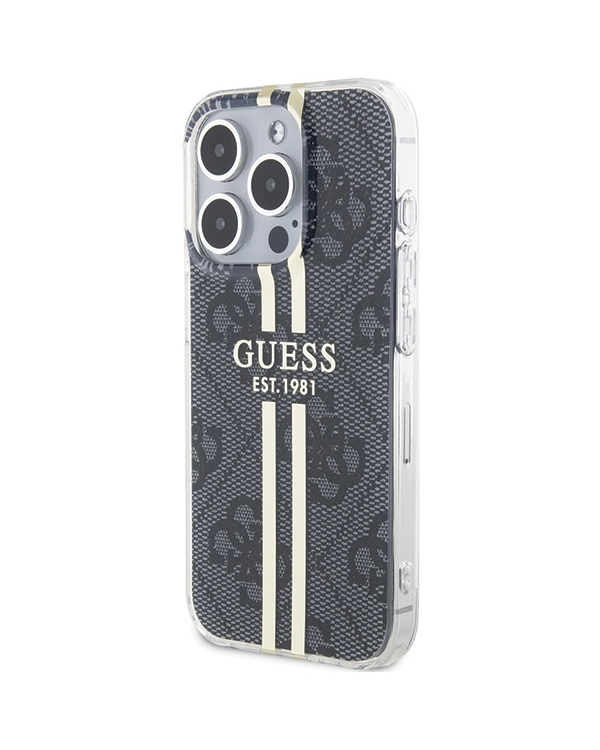 Guess IML 4G Gold Stripe case for iPhone 15 Pro Max - black
