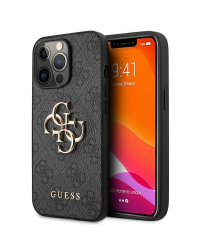 Guess GUHCP13X4GMGGR iPhone 13 Pro Max 6.7" серый жесткий чехол 4G Большой металлический логотип