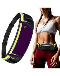 Ultimate reflective stripe Running Belt with headphone outlet purple
