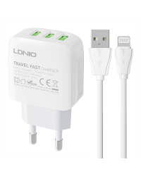 Wall charger LDNIO A3312 3USB + Lightning cable