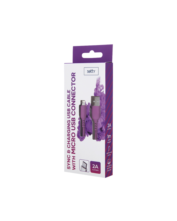 Setty cable USB- microUSB 1,0 m 2A magenta