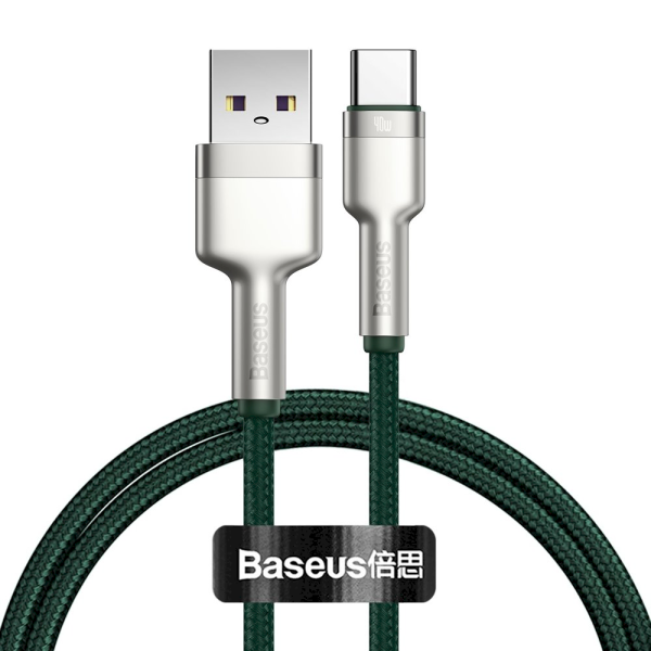 Baseus Cafule Series Metal Data USB - USB Typ C 40 W cable (10 V / 4 A) SCP (Huawei SuperCharge Protocol) 1 m green (CATJK-A06)