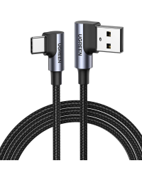 Угловой кабель USB-C - USB-A 2.0 UGREEN US176, 3A, 3 м (черный)