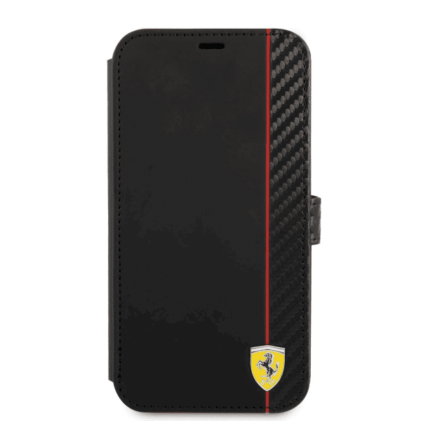 Обложка книги «FESAXFLBKP13XBK Ferrari Smooth and Carbon Effect Book Case for iPhone 13 Pro Max Black»