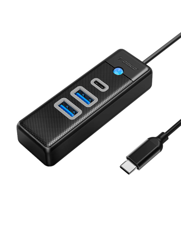 Orico Hub Adapter USB-C to 2x USB 3.0 + USB-C, 5 Gbps, 0.15m (Black)
