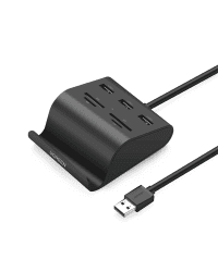 UGREEN US156 5-in-1 Adapter, USB to 3x USB 3.0 + Card Reader (Black)