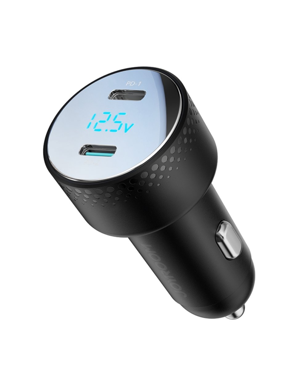 Car charger 2x USB C 70W with LED display Joyroom JR-CCD02 - black