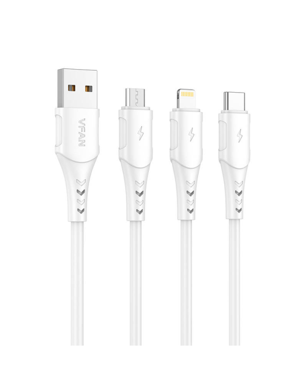 Кабель USB Lightning Vipfan Colorful X12, 3A, 1м белый