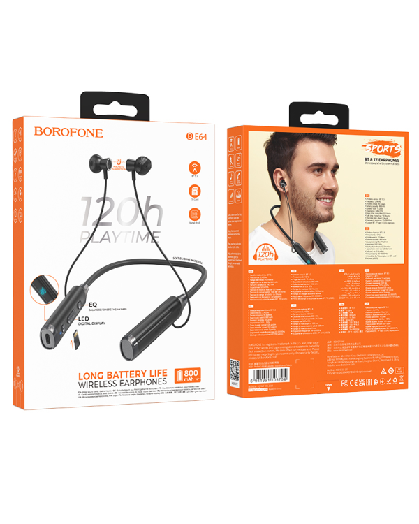 Дополнительное изображение книги «Borofone Sports earphones BE64 Perfect bluetooth black»