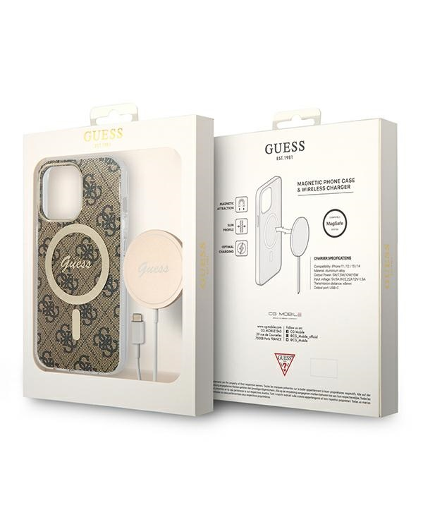 Чехол Guess GUBPP13XH4EACSW Magsafe с беспроводным зарядным устройством для iPhone 13 Pro Max |brown