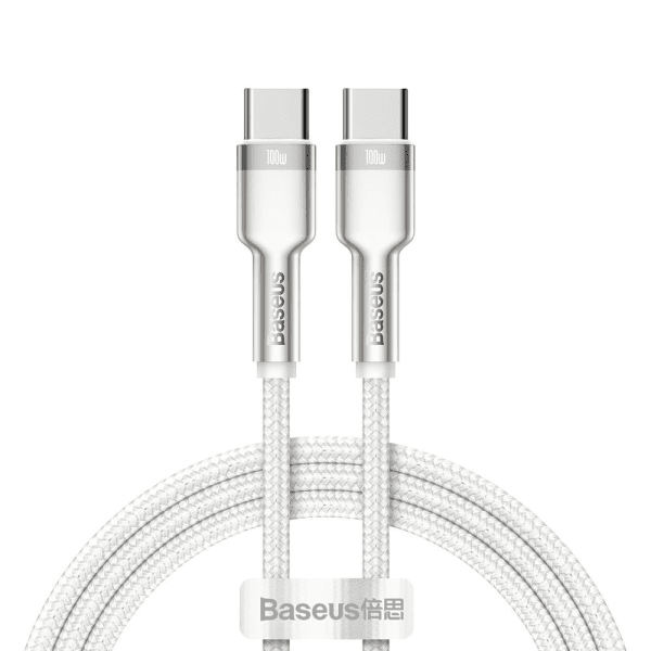 Baseus Cafule Series Metal Data USB Type C - USB Typ C Cable Power Delivery 100 W (20 V / 5 A) 1 m white (CATJK-C02)