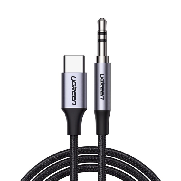 Ugreen stereo audio AUX cable 3,5 mm mini jack - USB Type C for smartphone 1 m black (CM450 20192) Ugreen stereo audio AUX cable 3,5 mm mini jack - USB Type C for smartphone 1 m black (CM450 20192)