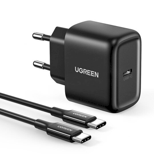 Обложка книги «Ugreen USB travel wall charger Type C 25W Power Delivery + USB Cable Type C 2M black (50581)»
