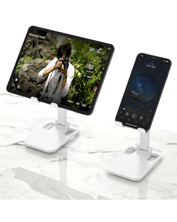 Dudao desk telescopic stand foldable phone holder tablet white (F5XS whie)