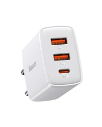 Ładowarka sieciowa Baseus Compact Quick Charger, 2xUSB, USB-C, PD, 3A, 30W (biała)