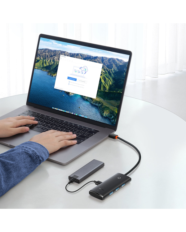 Baseus Lite Series Hub 4in1 USB to 4x USB 3.0, 25cm (Black)