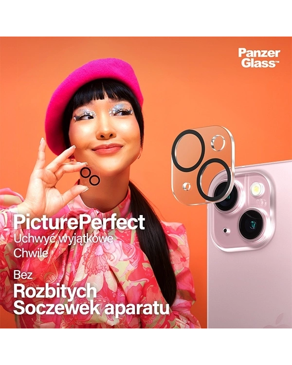 PanzerGlass Picture Perfect camera protection for iPhone 15 | 15 Plus - with black frame