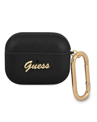 Guess case for AirPods Pro GUAPSASMK black Saffiano Script Metal Collection