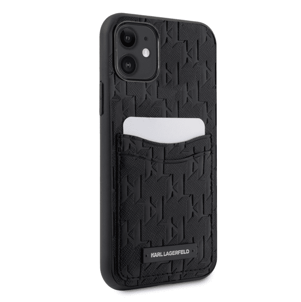 Karl Lagerfeld Saffiano Monogram Card Slot Case for iPhone 11 Black