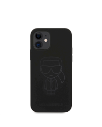 KLHCP12SSILTTBK Karl Lagerfeld Iconic Outline Silicone Case for iPhone 12 mini 5.4 Tone on Tone Black