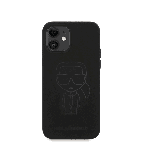Обложка книги «KLHCP12SSILTTBK Karl Lagerfeld Iconic Outline Silicone Case for iPhone 12 mini 5.4 Tone on Tone Black»