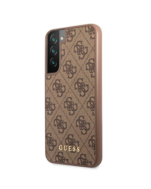 Guess GUHCS22SG4GFBR S22 S901 brązowy|brown hard case 4G Metal Gold Logo