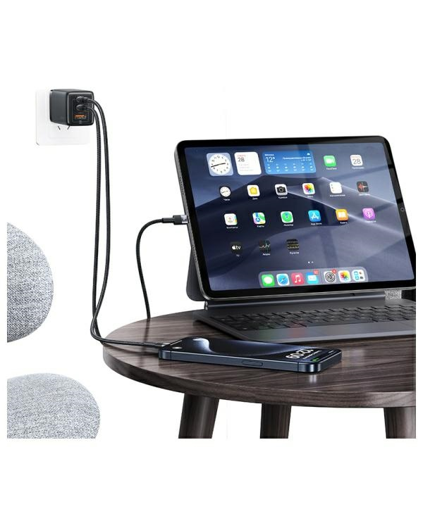 USAMS USB-C кабель к USB-C 60W 1,2 м алюминиевый кабель данных SY серии SJ724USB01 (US-SJ724)