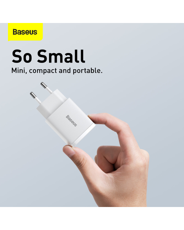 Baseus Compact quick charger USB Type C | USB 20 W 3 A Power Delivery Quick Charge 3.0 white (CCXJ-B02)