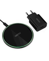 Choetech 15W Wireless Qi Charger for Earphone Phone + USB Type C Cable + 18W QuickCharge Adapter Black (T559-F)