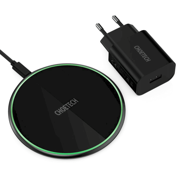 Choetech 15W Wireless Qi Charger for Earphone Phone + USB Type C Cable + 18W QuickCharge Adapter Black (T559-F)