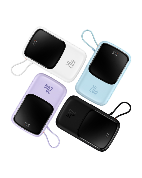 Baseus Qpow power bank 10000mAh built-in Lightning 20W Quick Charge cable SCP AFC FCP purple (PPQD020005)