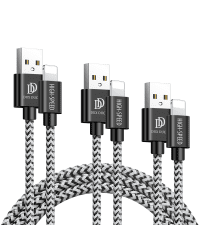 Dux Ducis K-ONE Series set 5x USB - Lightning nylon cable (2x 1 m, 2x 2 m, 1x 3 m) 2 A black