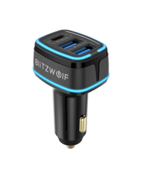 Blitzwolf BW-SD7 car charger, 2x USB, USB-C, 80W (black)