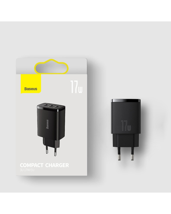 Baseus Compact charger 3x USB 17W black (CCXJ020101)
