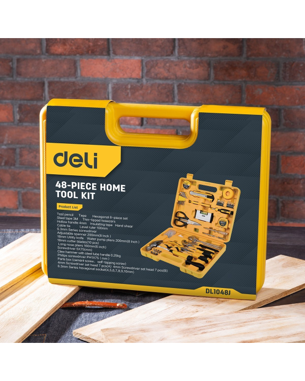 DELI TOOLS Набор бытовых инструментов 48шт|set желтый